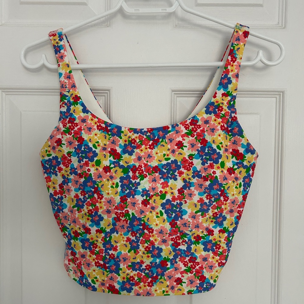 Old Navy Bright Multicolor Floral Scoop Crop Tank